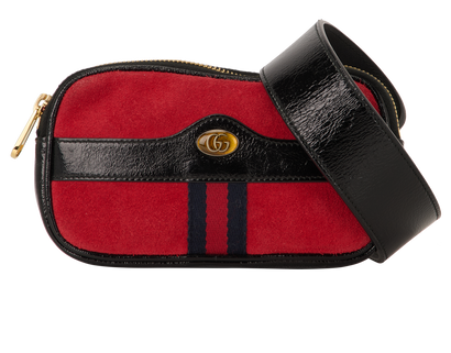 Ophidia Belt Bag, &pound;450, Handbags, Black/Red, Patent Leather/Suede, Front view